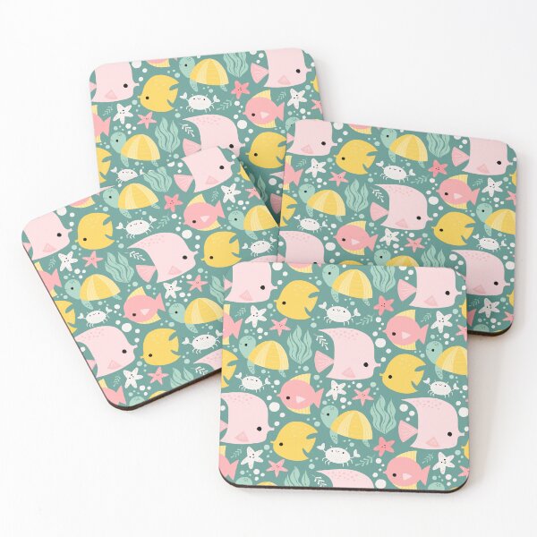 Item preview, Under the Sea Pink Fish and Turtles on Aqua designed and sold by Heather Rosas.