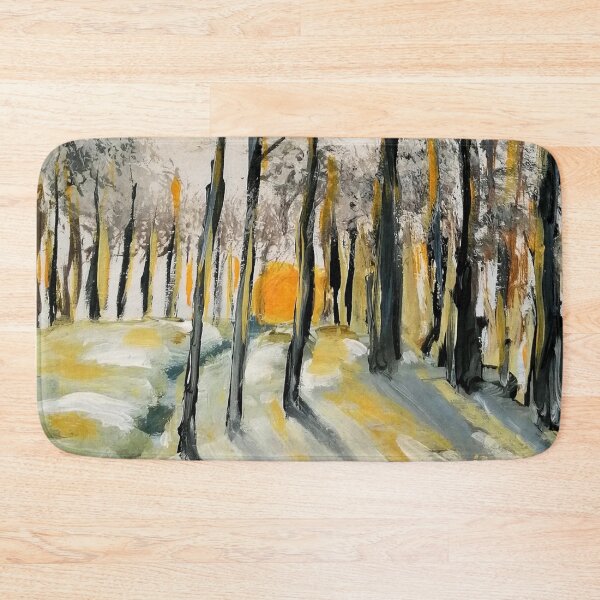 Item preview, Painting winter in the forest painted on wood, winter landscape in the sunset designed and sold by Anke Franikowski.