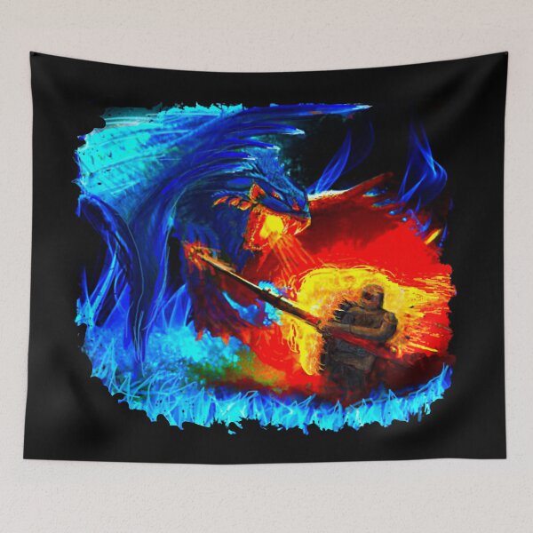 Item preview, BLUE DRAGON SLAYER  hand painted designed and sold by THE AMERICAN TEEVANGELIST.