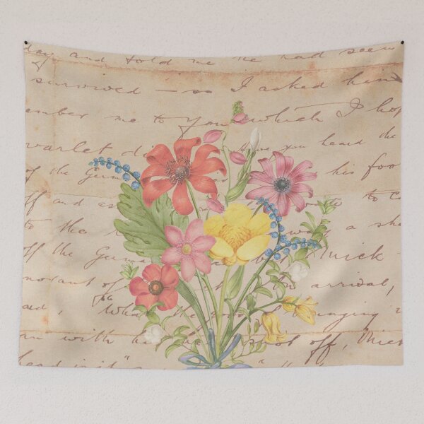 Item preview, colorful bouquet of flowers on a vintage book designed and sold by Beeroclock.