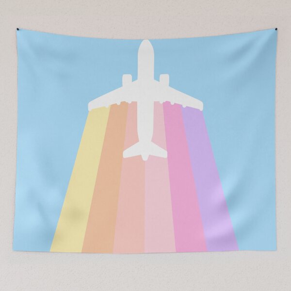 Item preview, Airplane in the sky with colorful rainbow trails designed and sold by konatarin.
