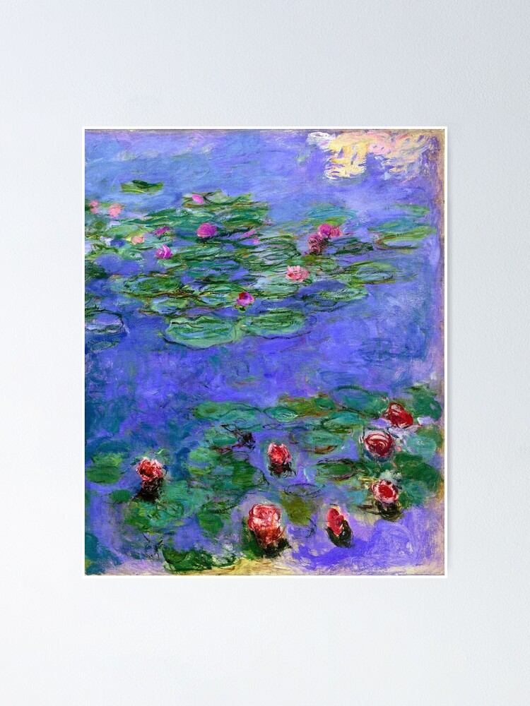 "19141919 Water lilies, Red, oil on canvas. Claude Poster for Sale by naturematters