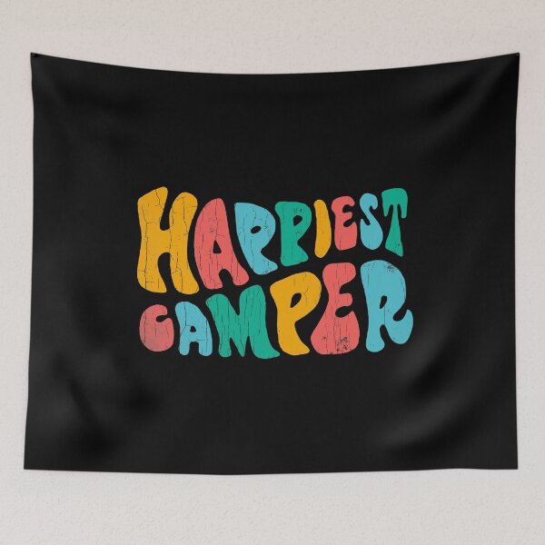 Item preview, Colorful Happiest Camper, Happy Camper, Groovy Outdoors Quote designed and sold by Quotesigner.
