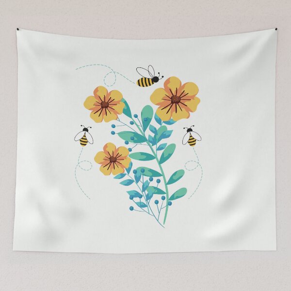 Item preview, Bees On A Blooming Flower designed and sold by ArtOfStars.