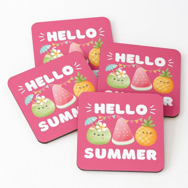 Item preview, Hello Summer | Cute Coconut, Watermelon & Pineapple for Summerlover designed and sold by AurayaStudio.