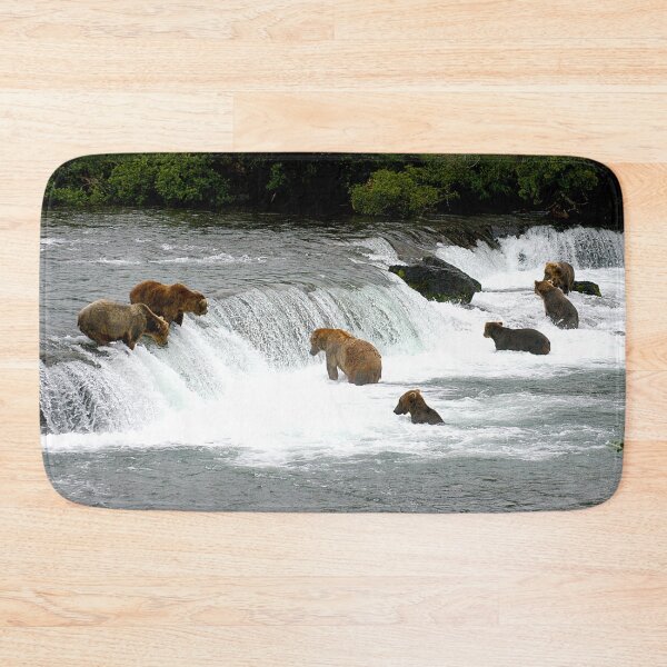 Item preview, Bears catching a salmon at Brooks falls in Katmai National Park in Alaska - WelshDesigns designed and sold by welshdesigns.