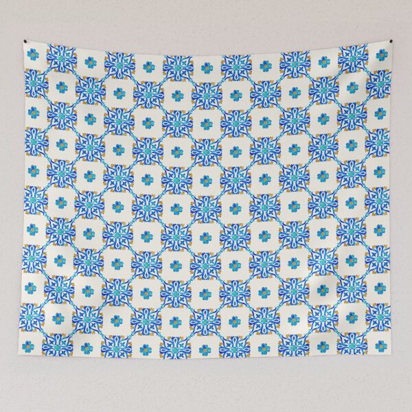 Item preview, Azulejos style pattern in blue and gold designed and sold by Pearl67.