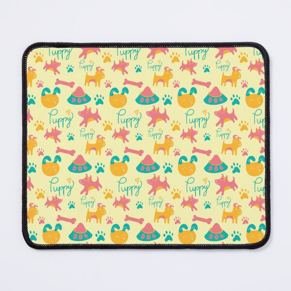 Item preview, Puppy pattern, doggy playing with food bowls, doggy pattern - Light Yellow designed and sold by PattyTheGecko.
