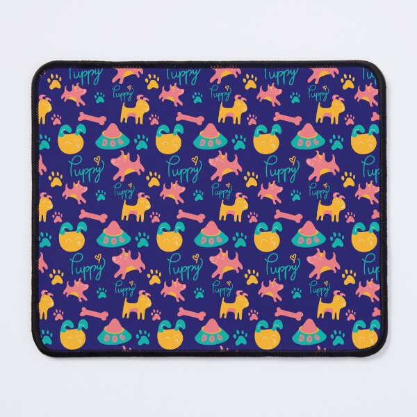 Item preview, Puppy pattern, doggy playing with food bowls, doggy pattern - Dark Blue designed and sold by PattyTheGecko.