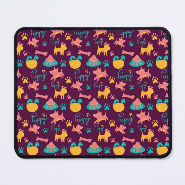 Item preview, Puppy pattern, doggy playing with food bowls, doggy pattern - Burgundy designed and sold by PattyTheGecko.