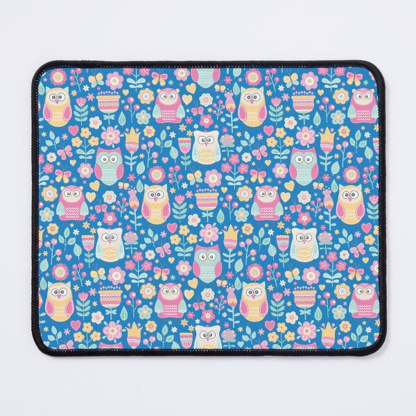 Item preview, Colorful owls and flowers, for owls lovers, owl bird lover - Aesthetic Pattern - Blue designed and sold by PattyTheGecko.