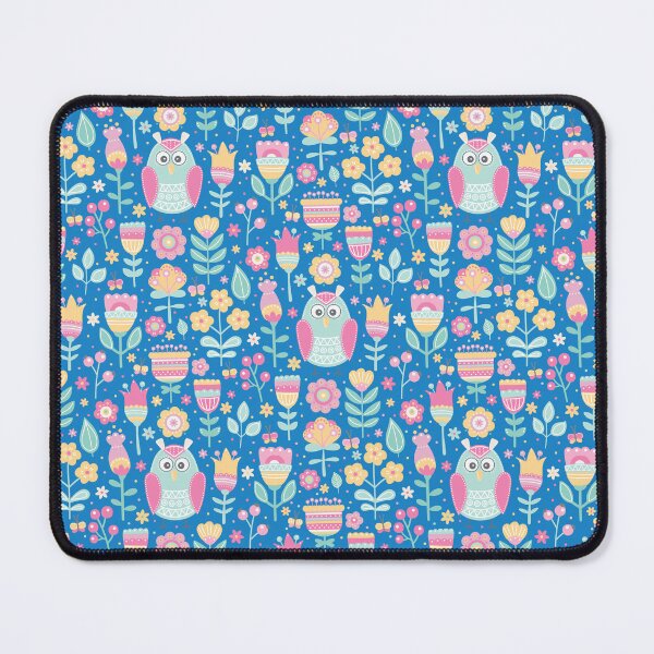Item preview, Colorful owls and flowers, for owls lovers, owl bird lover - Aesthetic Pattern - Blue designed and sold by PattyTheGecko.