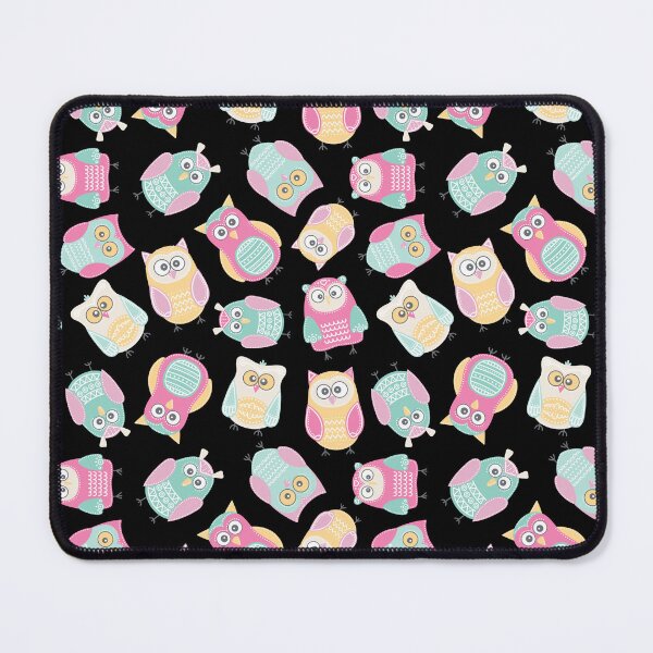 Item preview, Colorful owls, Funny Pastel Owls Pattern - for owl lovers, owl bird lover - Black designed and sold by PattyTheGecko.