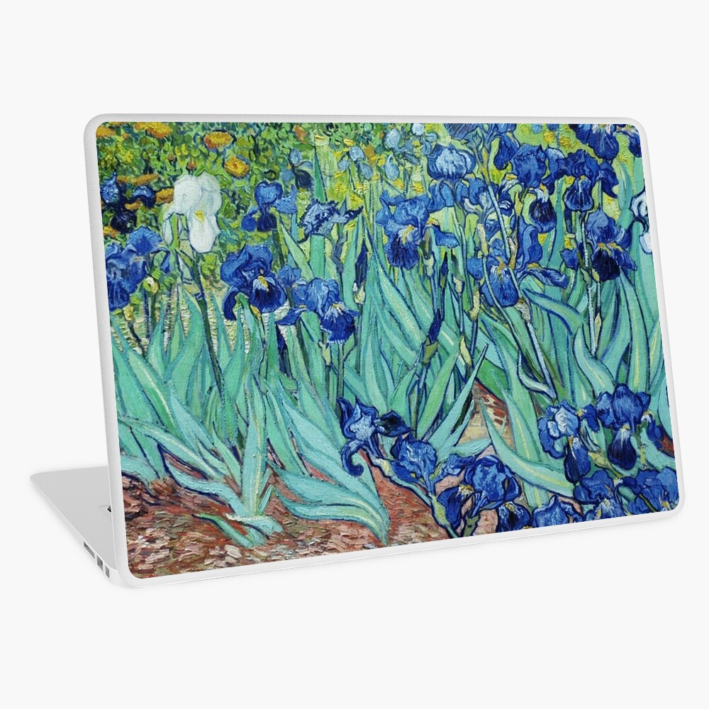 Famous art, Iris, by Vincent van Gogh. Vintage impressionism floral oil painting. Laptop Skin