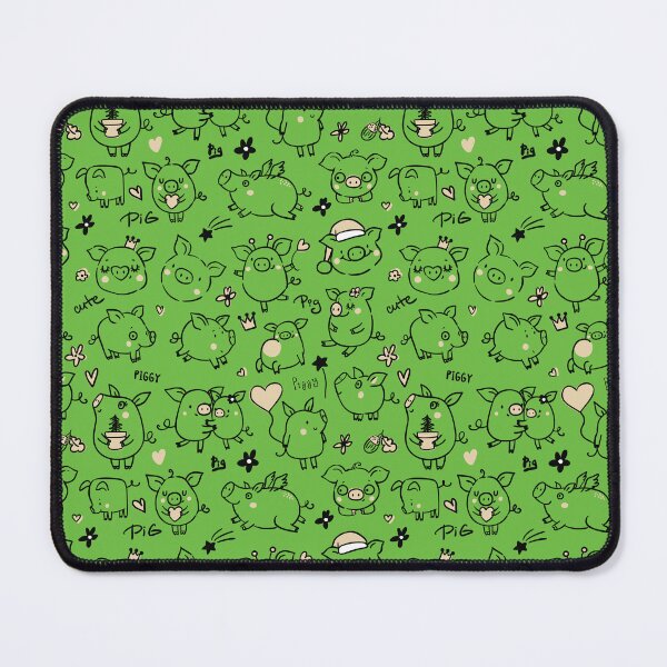 Item preview, Cute little hand drawn pigs with hats and ballons - for farm pig lovers - Adorable animal pattern, pig motif - Vivid Green designed and sold by PattyTheGecko.