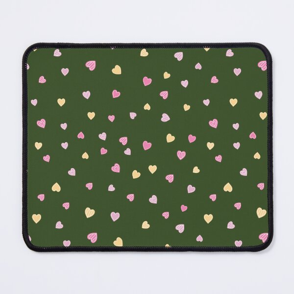 Item preview, Little hand-drawn pink, red and yellow hearts pattern - Dark Green designed and sold by PattyTheGecko.