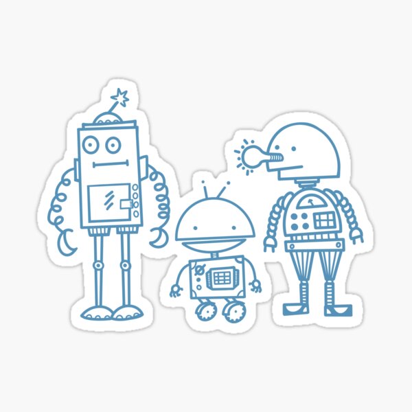 Robot friends in blue Sticker