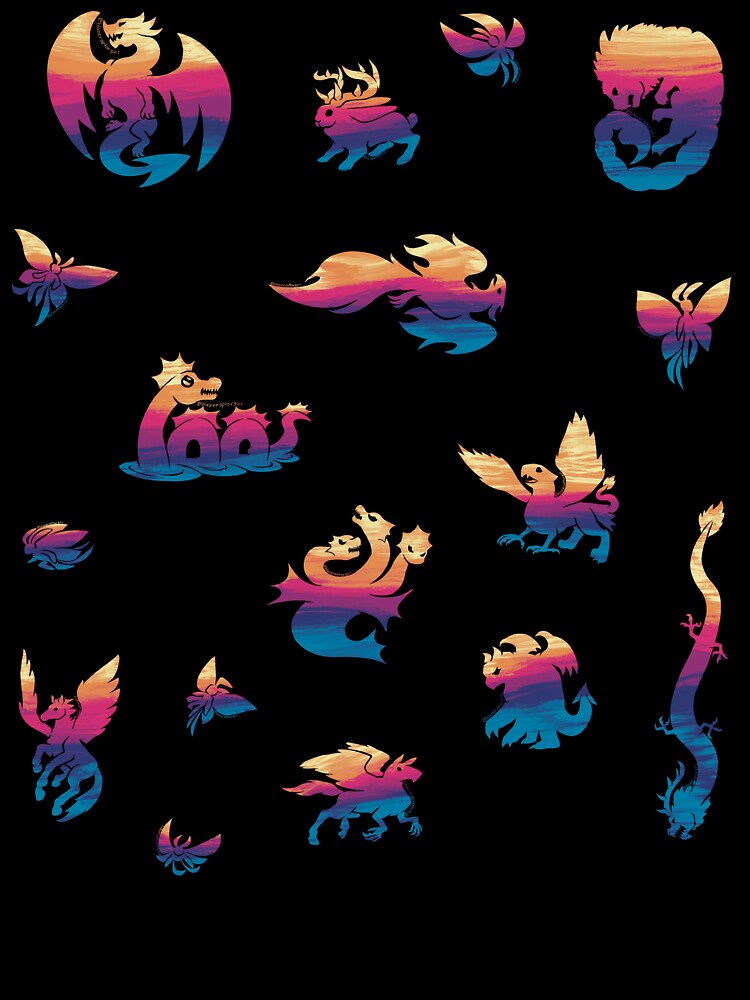 Thumbnail 7 of 7, Oversized T-Shirt, Fantasy Creatures Ocean Sunset Silhouettes designed and sold by BlazeraptorGirl.