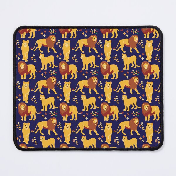 Item preview, Cute African Lion & Lioness in Savana Pattern - Animal Motif - Dark Blue designed and sold by PattyTheGecko.