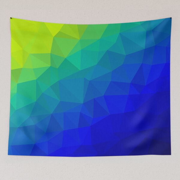 Item preview, Fluorescent Yellow to Deep Dark Blue Abstract Geometric Triangle Pattern designed and sold by patternsoup.