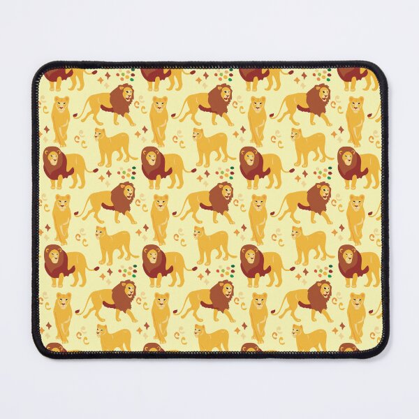 Item preview, Cute African Lion & Lioness in Savana Pattern - Animal Motif - Light Yellow designed and sold by PattyTheGecko.