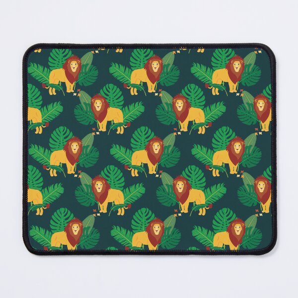 Item preview, Cute African Lion in Jungle Pattern - Animal Motif - Vintage Dark Teal designed and sold by PattyTheGecko.