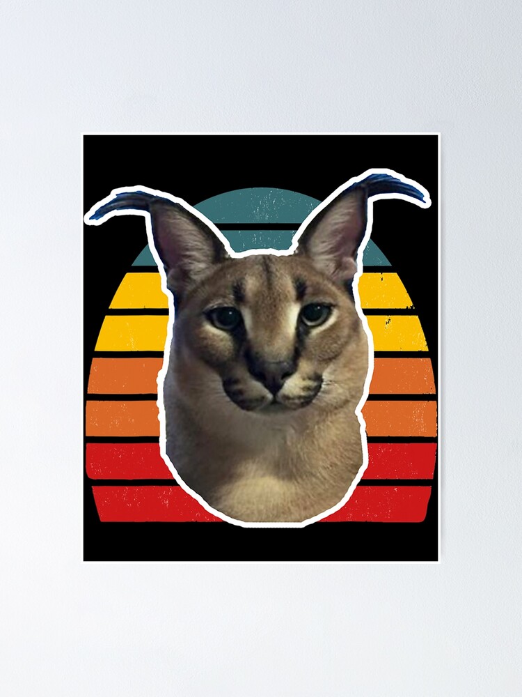 Big Floppa Wanted Poster Sticker Funny Caracal Cat Meme Floppa