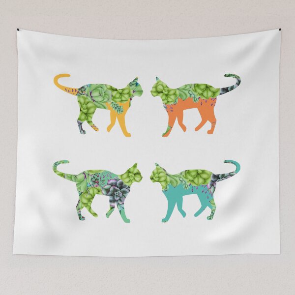 Item preview, Cactus Cats, Colorful Succulents Pattern designed and sold by Flo Art Studio.