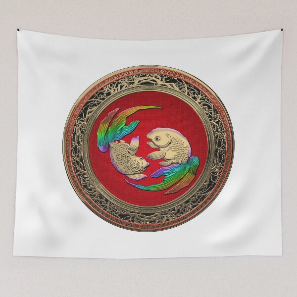 Item preview, Golden Japanese Koi Goldfish over White Leather designed and sold by Serge Averbukh Art Studio.