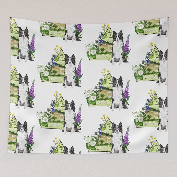 Item preview, Border Collie Wildflowers designed and sold by DrawBotanical.