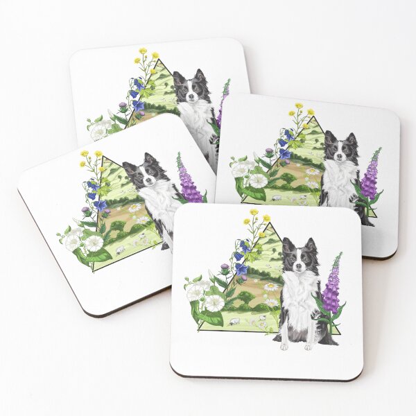 Item preview, Border Collie Wildflowers designed and sold by DrawBotanical.