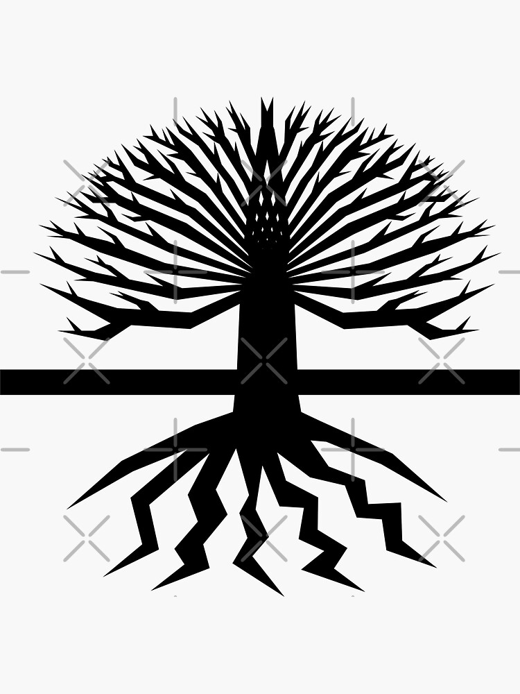 "Trees Roots Live Life ｜Black & White " Sticker for Sale by Moyanana