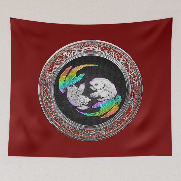 Item preview, Silver Japanese Koi Goldfish over Red Velvet designed and sold by Serge Averbukh Art Studio.