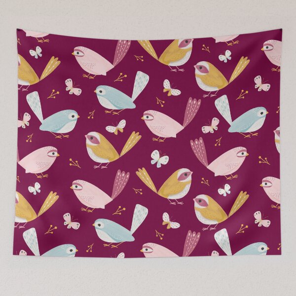 Item preview, Birds and Butterflies on Maroon designed and sold by Heather Rosas.