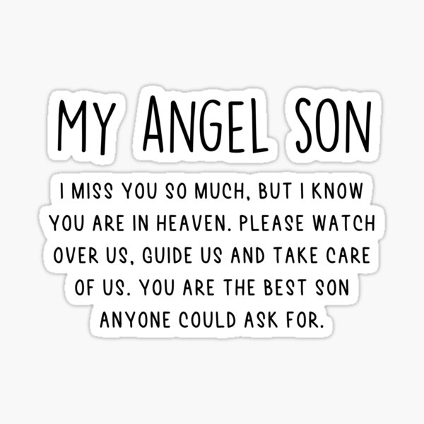 Letters Missing My Son In Heaven On His Birthday Sticker For Sale By   St,small,507x507 Pad,600x600,f8f8f8 