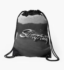 stingray, black and white Drawstring Bag
