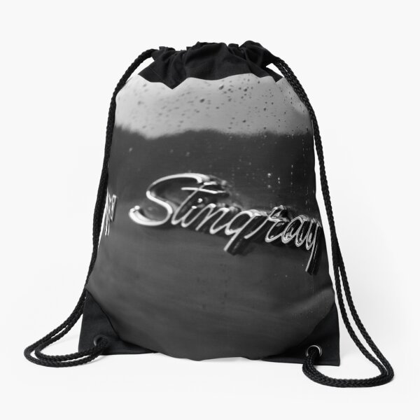 stingray, black and white Drawstring Bag