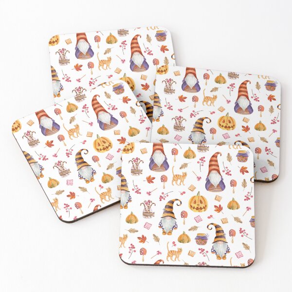 Item preview, Cute Watercolor Halloween Gnomes, Pumpkins and Cat designed and sold by silviaol.