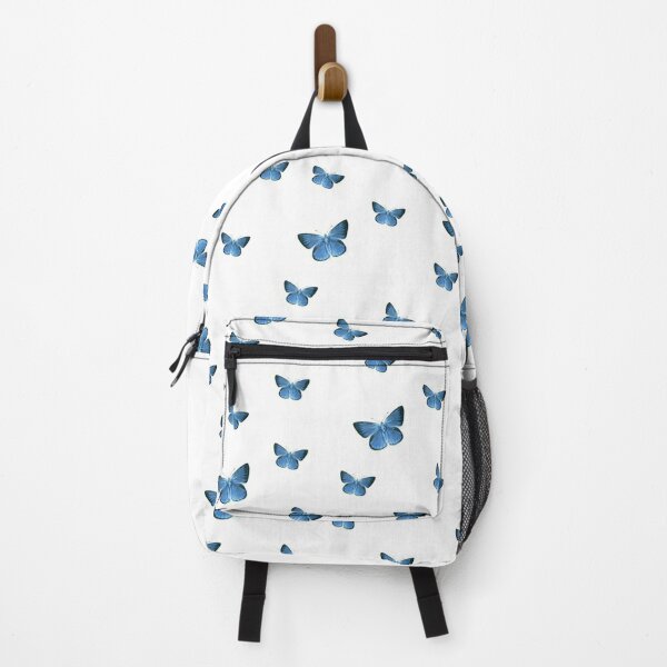 Niaocpwy School Backpacks Blue Pattern Butterflies Elementary Students  Bookbags With Water Bottle Pocket
