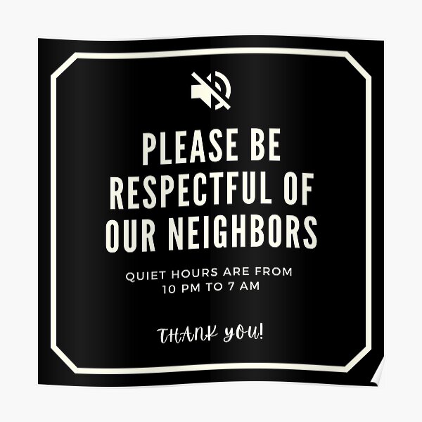 "Quiet Hours Sign Black" Poster for Sale by Pelof Redbubble