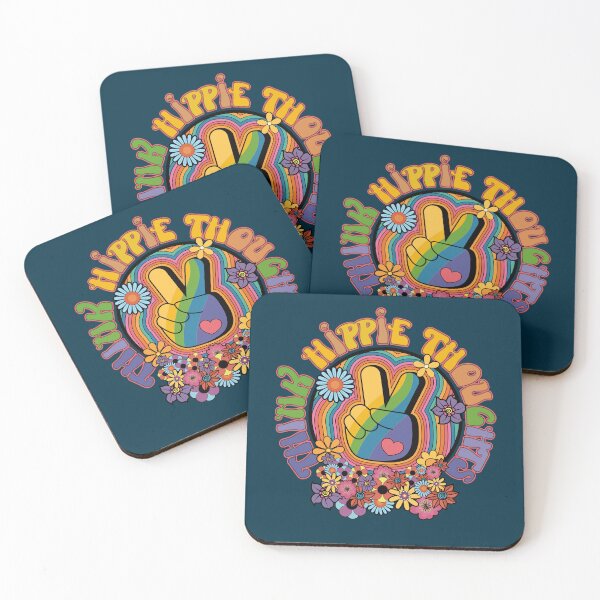 Item preview, Think Hippie Thoughts Peace Sign Retro Rainbow Flower Slogan designed and sold by CRHPOD20.