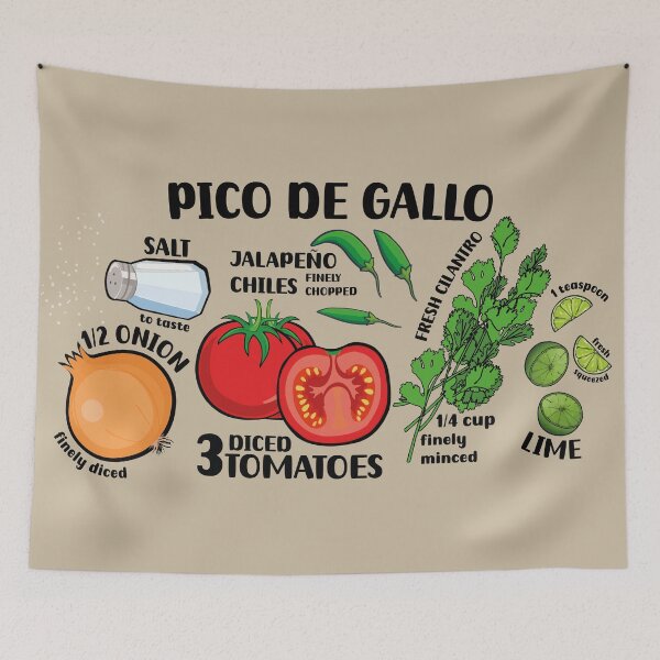 Artikelvorschau, Wie man Pico de Gallo illustrierte Rezeptzutaten zu authentischer mexikanischer Salsa macht entworfen und verkauft von T-Mex.