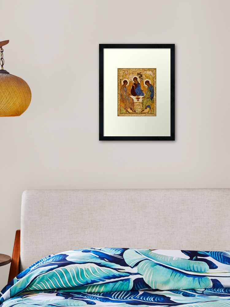 Holy Trinity Painting Rublev Trinity Print Icon Christian Religious Wall Art Framed Art Print By Tanabe Redbubble