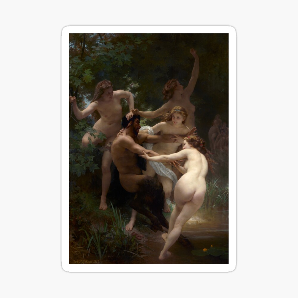Nymphs and Satyr, by William Bouguereau. Photographic Print