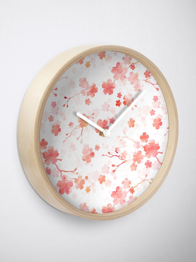 Alternate view of Cherry blossom in shades of pink Clock