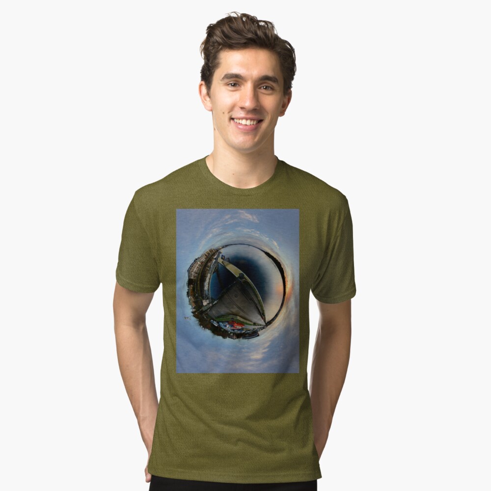 Foyle Marina at Dawn, Stereographic Tri-blend T-Shirt