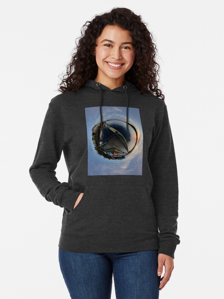 Alternate view of Foyle Marina at Dawn, Stereographic Lightweight Hoodie
