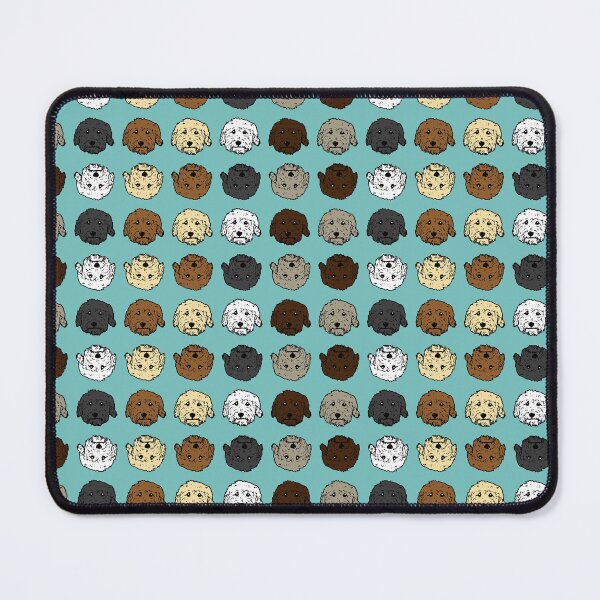 Item preview, Mini Doodle Dog heads - up and down Doodles on aqua designed and sold by smooshfaceutd.