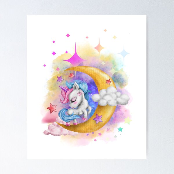 Item preview, Unicorn on the Moon designed and sold by creatinginlove.