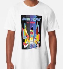 Camiseta larga Vintage New York City Skyscrapers Air Travel